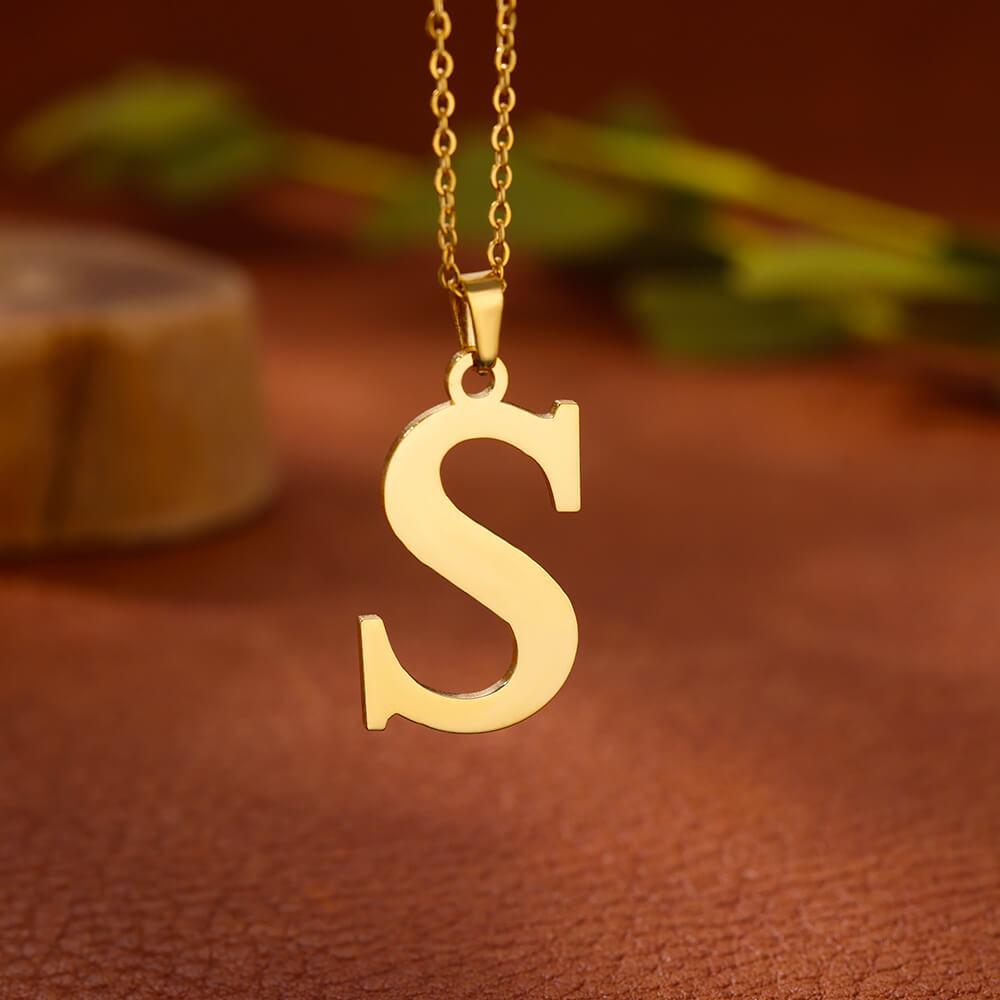 Elegant Initial Letter Stainless Steel Necklace Women Gold Color Alphabet Pendant Necklaces Vintage Waterproof Zircon Gifts