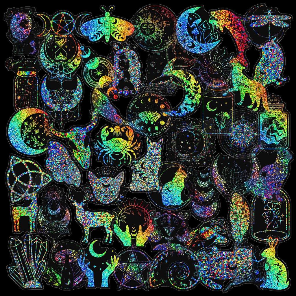 100 Laser Stickers Magic World Respect for Bikers Motorcycle Holographic Stickers