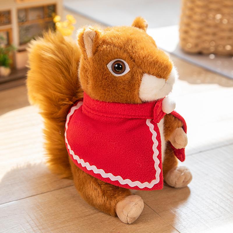Cartoon Standing Little Squirrel Plush Toy Doll Cute Cloak Squirrel Rag Doll Gift