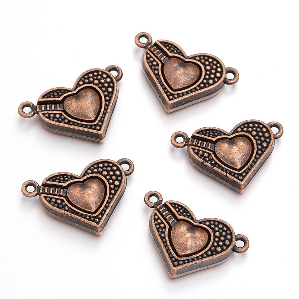 5 pièces Attaches Magnétiques en Alliage en Forme de Cœur 16x25mm Fermoirs Métalliques Exquis Connecteurs Breloques Pour la Fabrication de Bijoux Bracelets DIY Accessoires