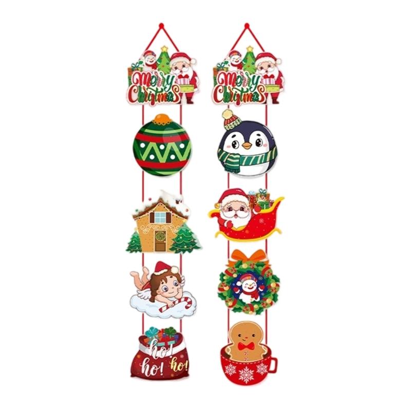 Festival Door Hanging Set Bright Color Modern and Efficient Christmas Wall Art For Home Office Party Decoration