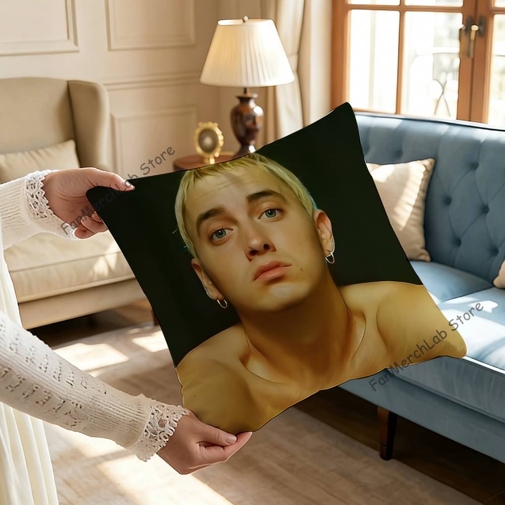 Singer EEminemS Anime Pillow Case Antidustmite Pillowcase Invisible zipper silky short plush Sofa cushion cover
