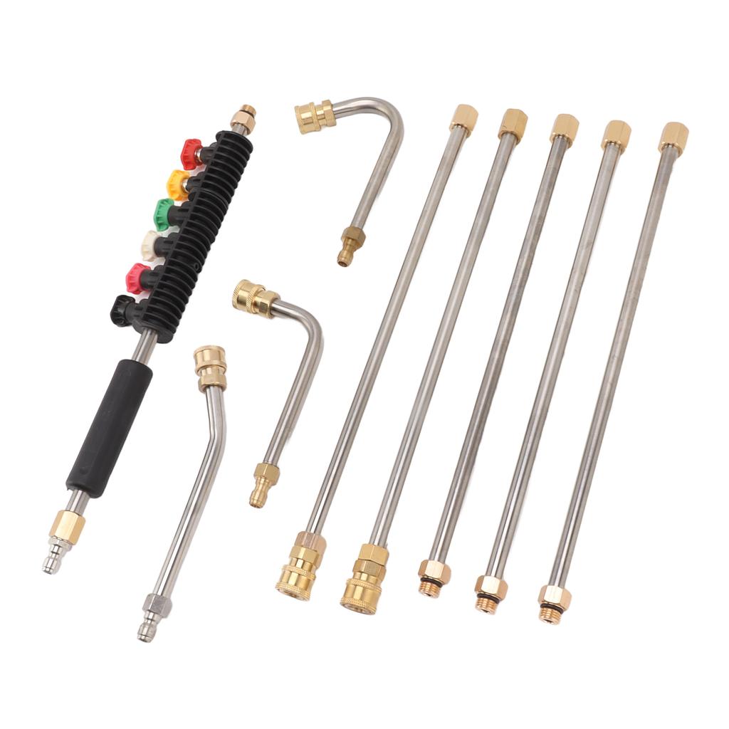 Pressure Washer Extension Wand 5 Straight Rod 3 Curve Rod Set Power Washer Lance with 6 Nozzles