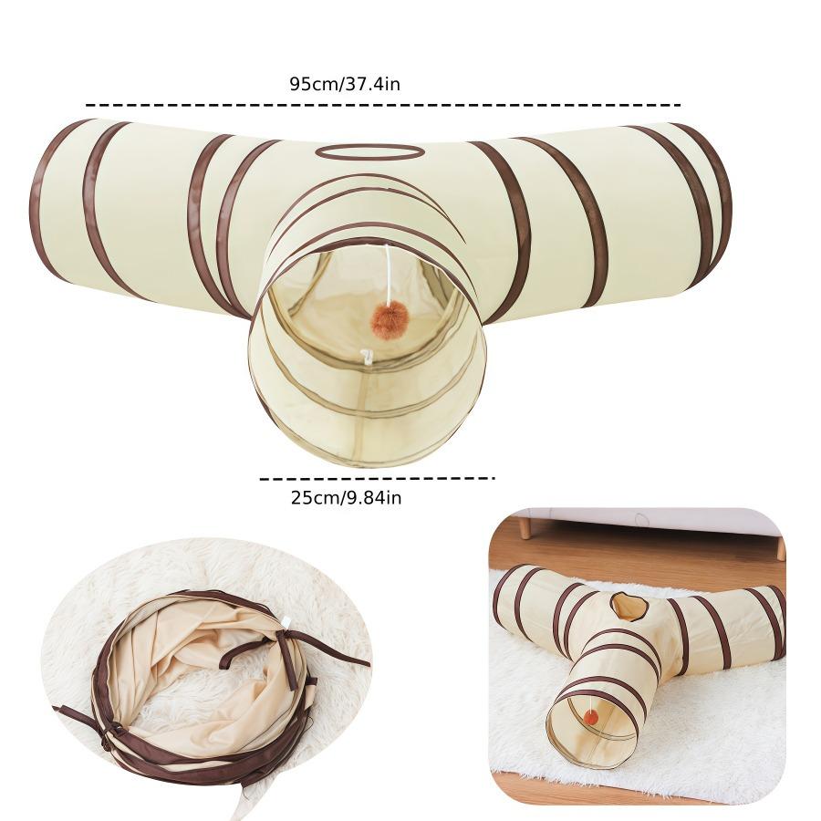 

Foldable Easy-to-Store All-in-One Cat Play Tunnel Striped Interactive Toy for Fun and Exploration Kitten Toy Cat Play Tunnels
