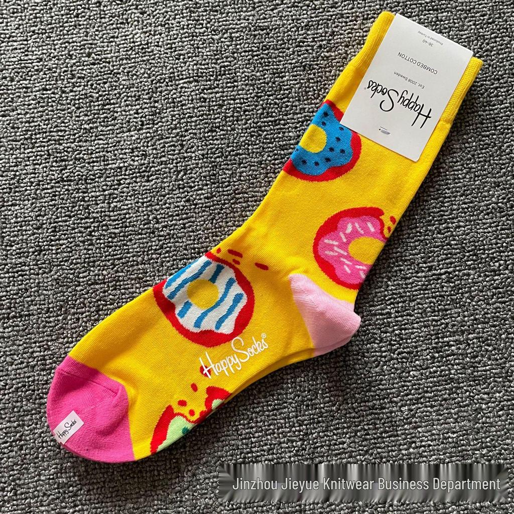 Trendy Swedish Mid-Calf Happy Socks: Women's & Couples' Leg-Shaping Spring/Autumn Style