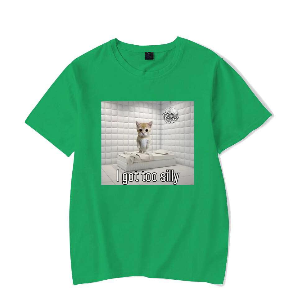 

Футболка с мемом «I Got Too Silly» с надписью «Плачущий кот», мужская и женская, модная, с коротким рукавом, летняя, спортивная, повседневная, свободного покроя, уличная одежда 3XL