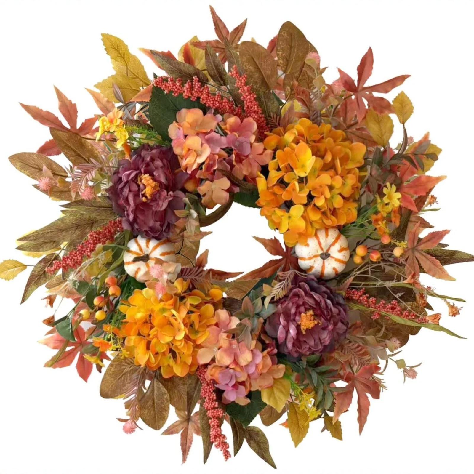 

Sunflower Artificial Wreath With Bow For Fall Thanksgiving Door And Home Décor One Size