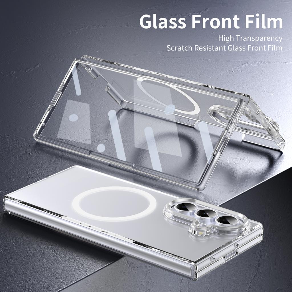 Für Samsung Galaxy Z Fold 8Ultra Fold 7 Klare Harte Magnetische Kabellose Lade-Handyhülle Gehärtetes Glas Display Stoßfest Kratzfest Schutzhülle