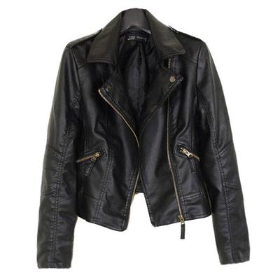 Damen Frühling Herbst PU Lederjacke Oberbekleidung Übergröße Kurzer Mantel