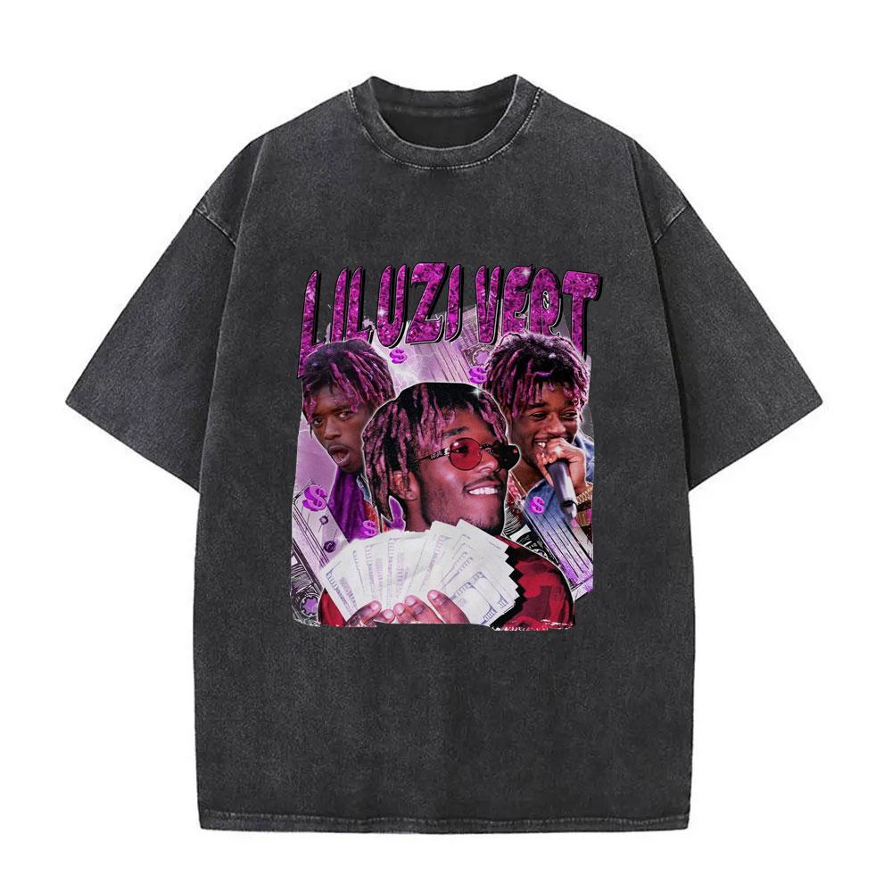 Washed Vintage Rapper Lil Uzi Vert Graphic Tshirt Men Women Hip Hop Fashion Retro Streetwear Cotton Casual Oversized T Shirts S