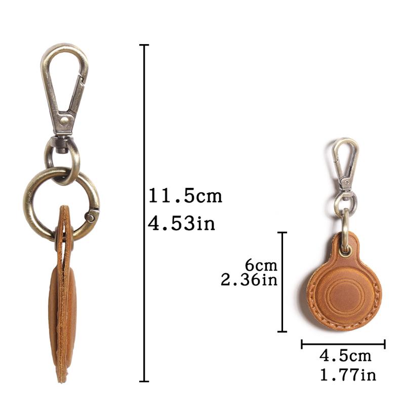For Airtag Leather Protective Case Keychain Vintage Pets Tracker Case Anti-Loss Locator Holder Access Card Holder