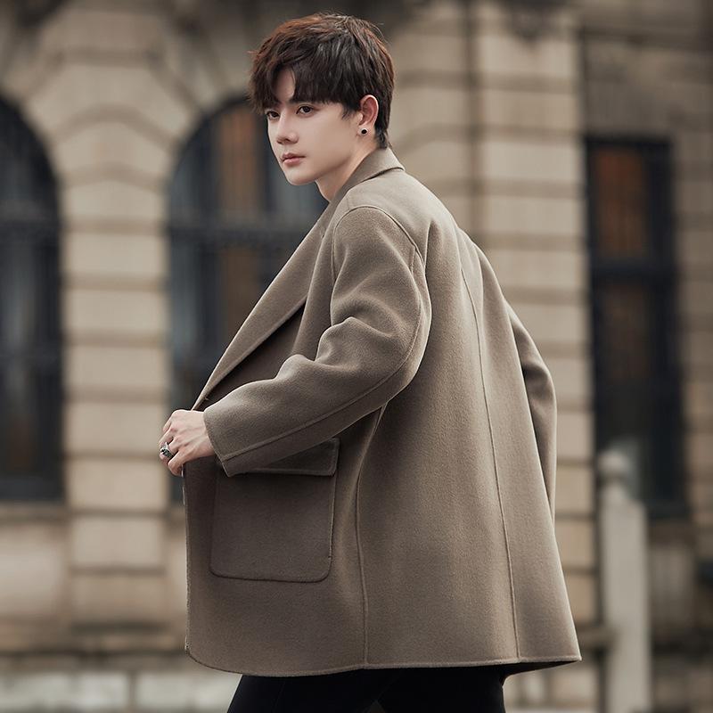 Autumn and Winter Woolen Coat Men's High-end Casual Medium and Long Double-sided Woolen Cashmere Coat Korean Version