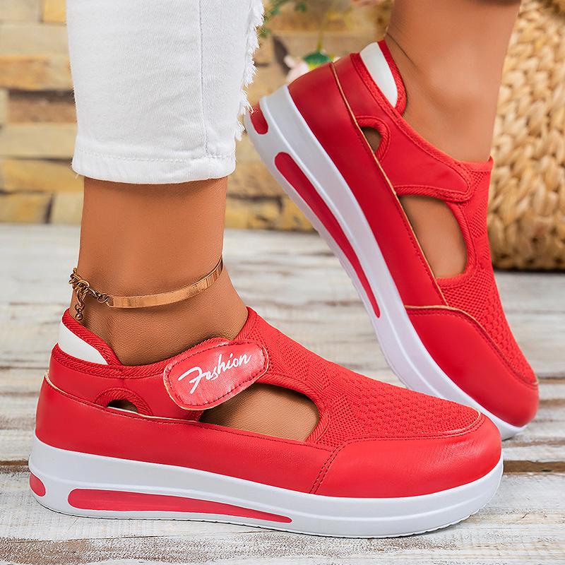 Women's Plus Size Casual Mesh Wedge Heel Shoes with Magic Tape