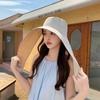 Women's UV Protection Wide Brim Sun Hat with Neck and Face Covering Shawl, Korean Style.