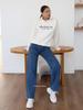 2025 European & American High-Waisted Straight Solid Color Women's Washed Jeans
