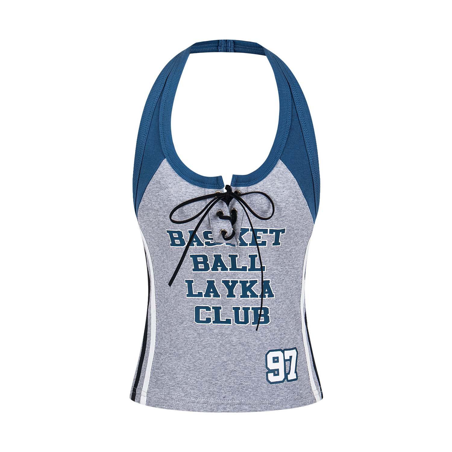 

UNBDNS Острый американский спортивный кроп-топ халтер на завязках для женщин - Стройнящий, милый и крутой стиль. Large хизер серый