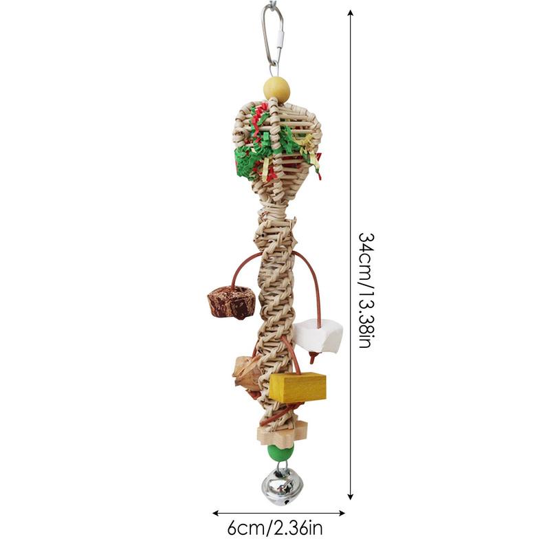 Parakeet Toys For Cage Colorful Seagrass Basket Bird Toy For Large Parrots With Metal Hook Parrot Toys For Large Birds Parrot