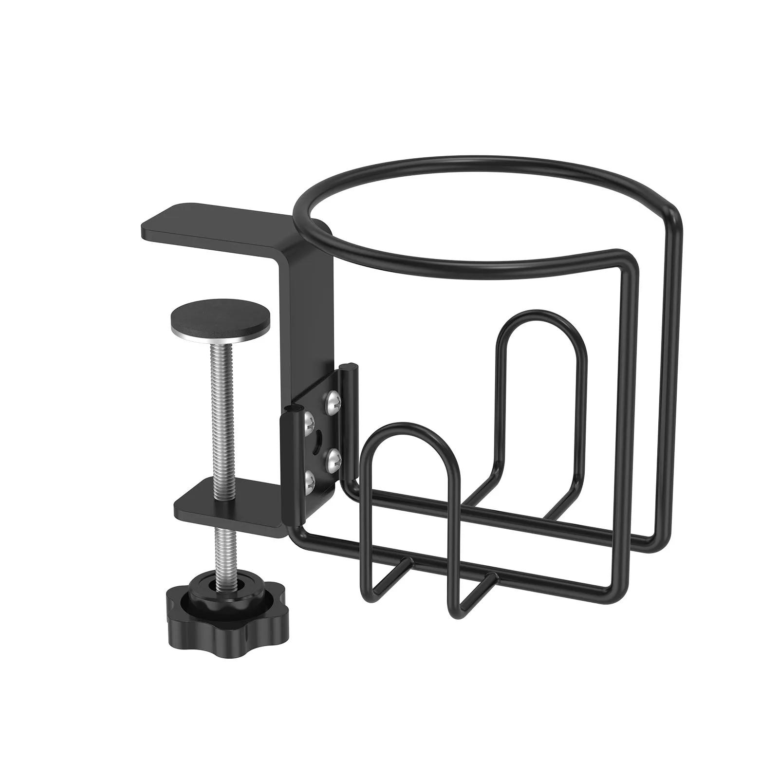 

Desk Cup Holder Metal Iron Desk Bottle Storage Tray With Adjustable Side Opening Anti Spill Cup Holder for Home Office Dormitory чёрный