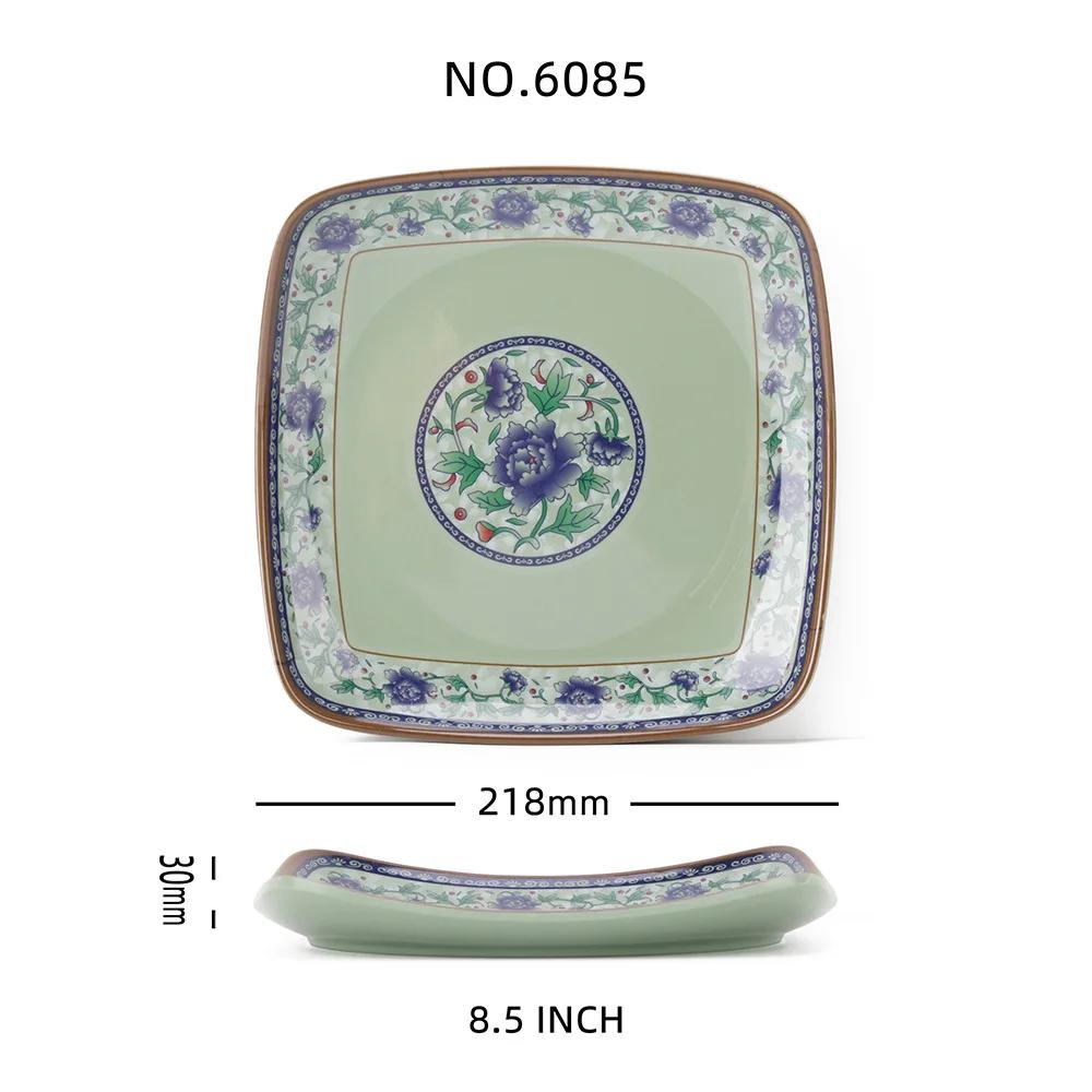 1 Pcs Chinese Style Plastic Plates and Square Melamine Tableware In Restaurants