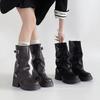 Fashion Versatile Platform Belt Buckle Boots Women's 2025 Winter New European and American Style British Boots Fashion Boots