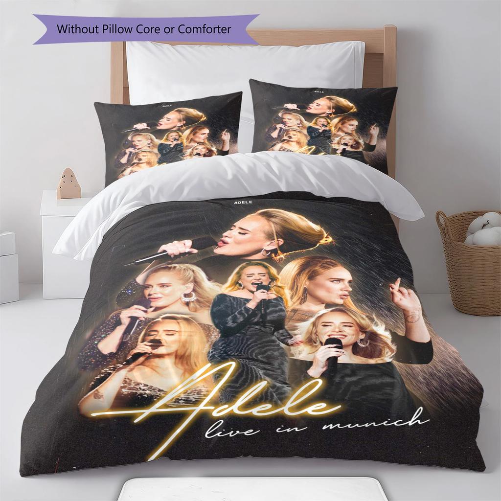 Adele Muster Bettwäscheset Bettbezug Kissenbezug Heimdeko Geschenk (1 Bettbezug + 2 Kissenbezüge, ohne Füllung)