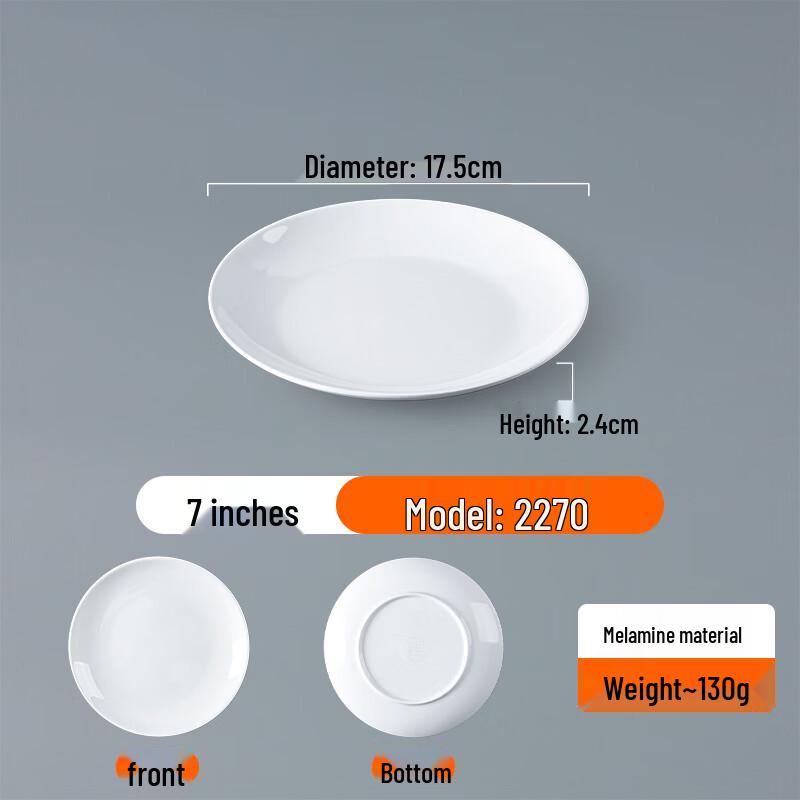 Commercial A5 Melamine Round Dinner Plates (Pack of 5)