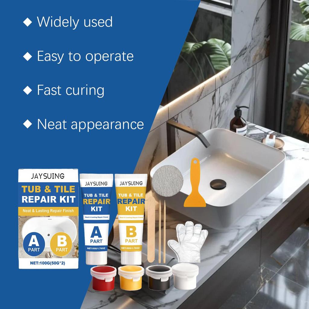 Jaysuing Tile Repair Paste Toilet Marble Floor Tile Pit Repair Crack Patching Hole Bonding Paste