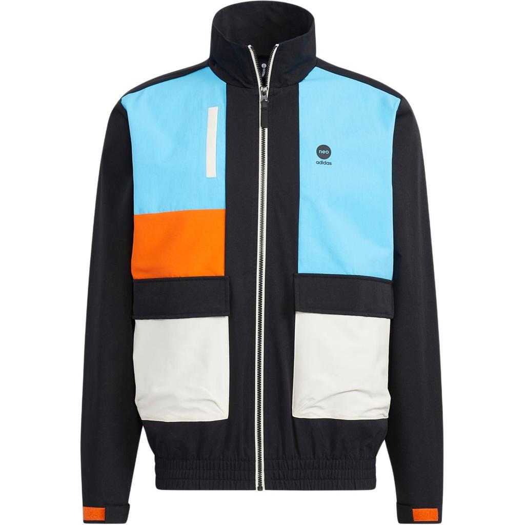 Adidas Veste de sport Neo Colorblock à col montant pour homme Vêtements d'extérieur Noir HD4662