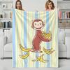 Cartoon C-Curious George Throw Flannel Blanket Perfect for Sofa Office Bed Travel Sleep Read Relax Camping four season use