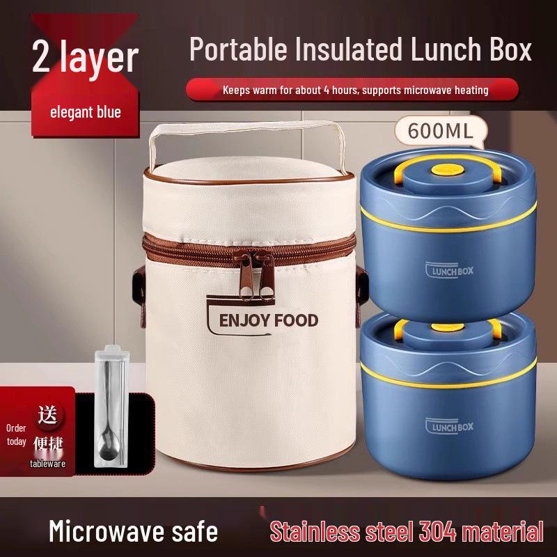 Extra Long Insulated Stainless Steel Bento Lunch Box - Microwaveable & Portable