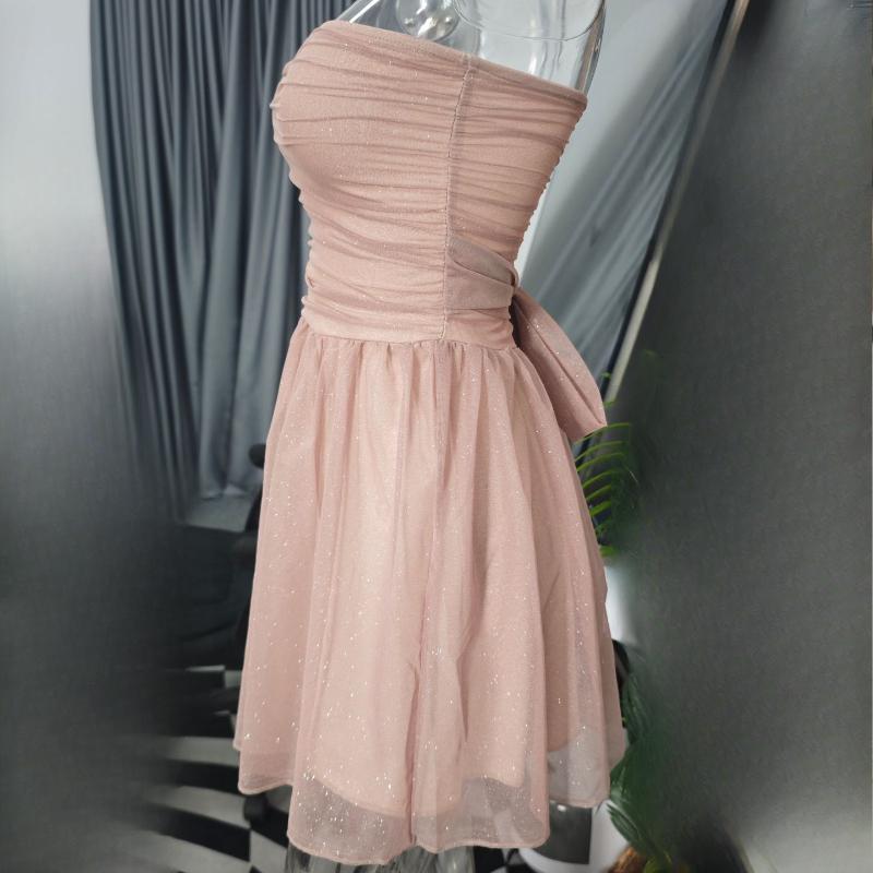 European and American Strapless Style Fashionable Mesh Backless Dress for Women