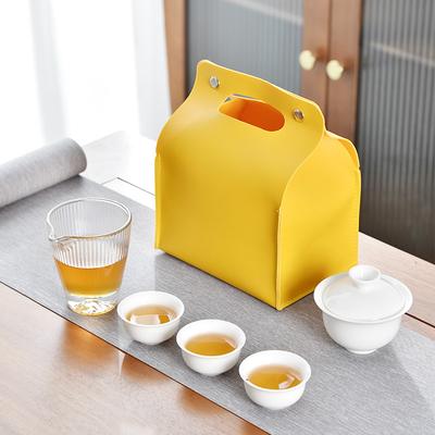 Suet Jade Porcelain Travel Tea Set Company Opening Activities Business Souvenir Tea Separation Portable Teapot