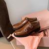 British Style Retro Casual Shoes Exquisite Carved Baroque Single Shoes Monk Leather Shoes