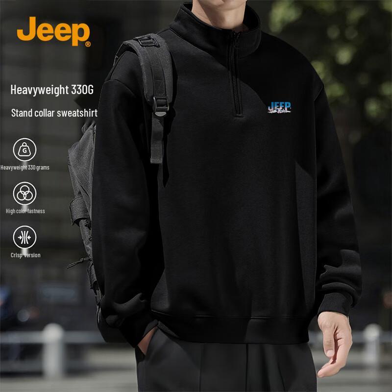 JEEP Men s Spring/Autumn Stand-Collar Half-Zip Sweatshirt 2XL