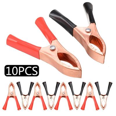 10 pz 30A Morsetto a Molla a Coccodrillo Rosso e Nero Clip per Batteria per Auto Cavi Clip a Coccodrillo Morsetto per Caricatore Strumento di Test di Tensione accessorio