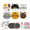 DIY Punch Needle Katzen-Untersetzer-Set DIY 6 Stück Tier-Muster Punch Needle Stickerei-Set Untersetzer Handgemachte Kunst Einzigartiges Geschenk
