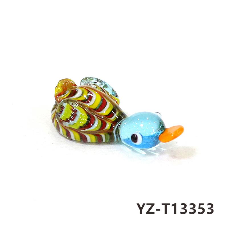Colorful Cute Glass Duck Mini Figurine Craft Ornament Easter Animal Tiny Statues Home Table Micro Fairy Garden Decor Accessories