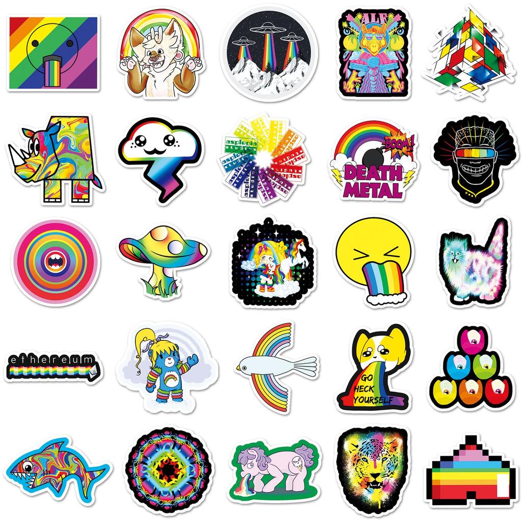 50 Colorful Cartoon Stickers for Suitcase, Laptop, Scooter, Motorcycle