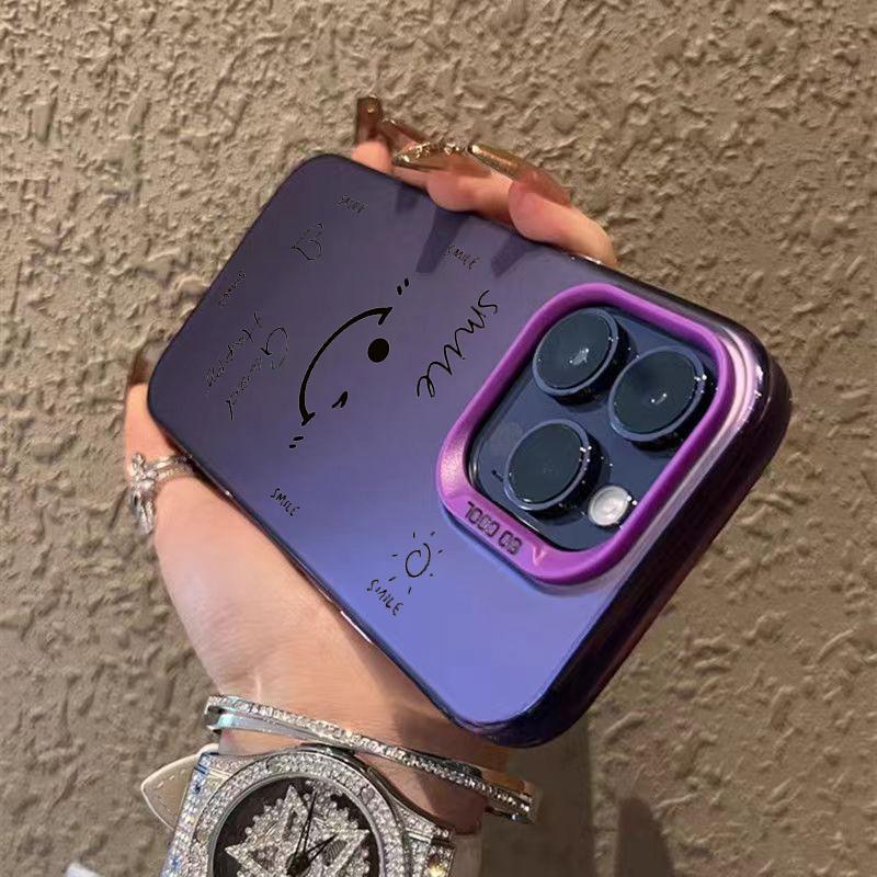 Funny Cartoon Smile Angry Face Phone Case For iPhone 15 16 Pro Max 14 13 12 11 Pro XS Max XR X 7 8 Plus Plating Matte Hard Cover
