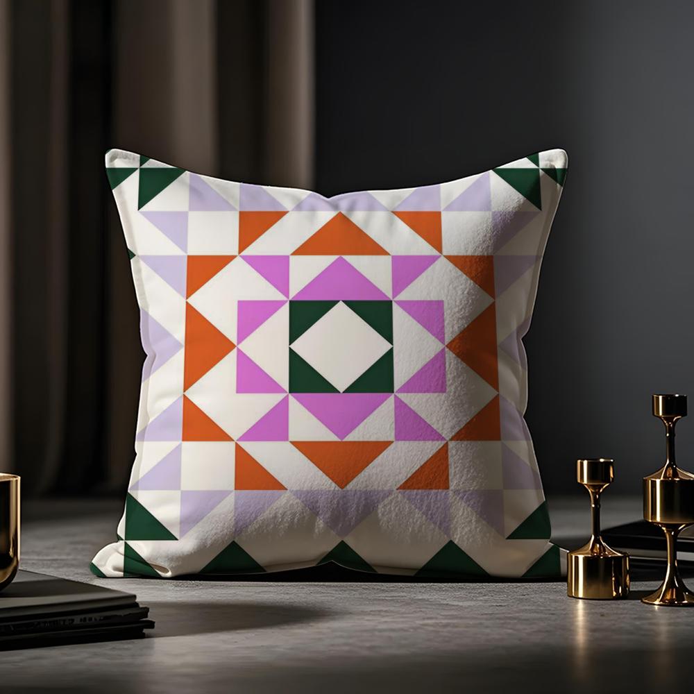 Morandi Geometric Abstraction Pillow Case Antidustmite Pillowcase Invisible Zipper Silky Short Plush Sofa Cushion Cover