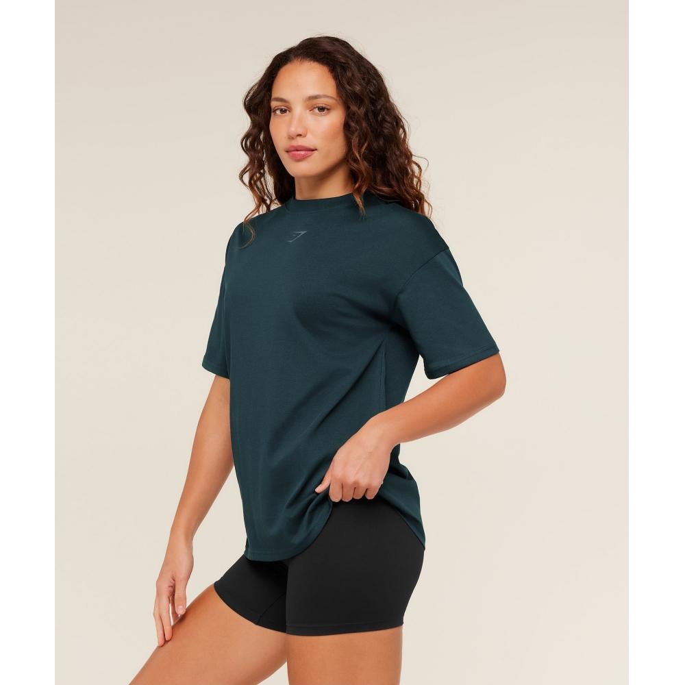 Gymshark Camiseta Oversize de Potencia Azul Petróleo Profundo B4a7o Udrl
