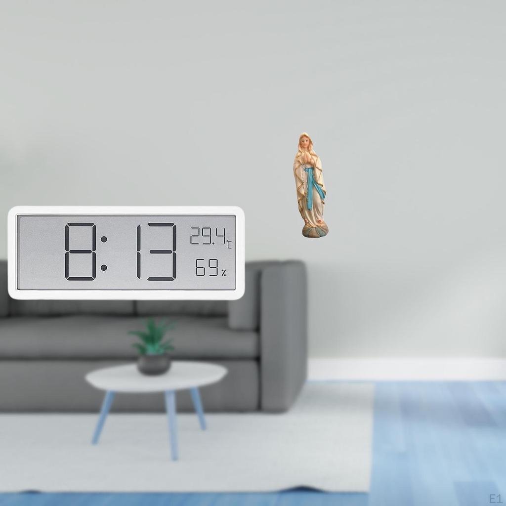 Digital Wall Clock Multipurpose Display with Temperature Humidity And Decorative Mary Lady Figurine