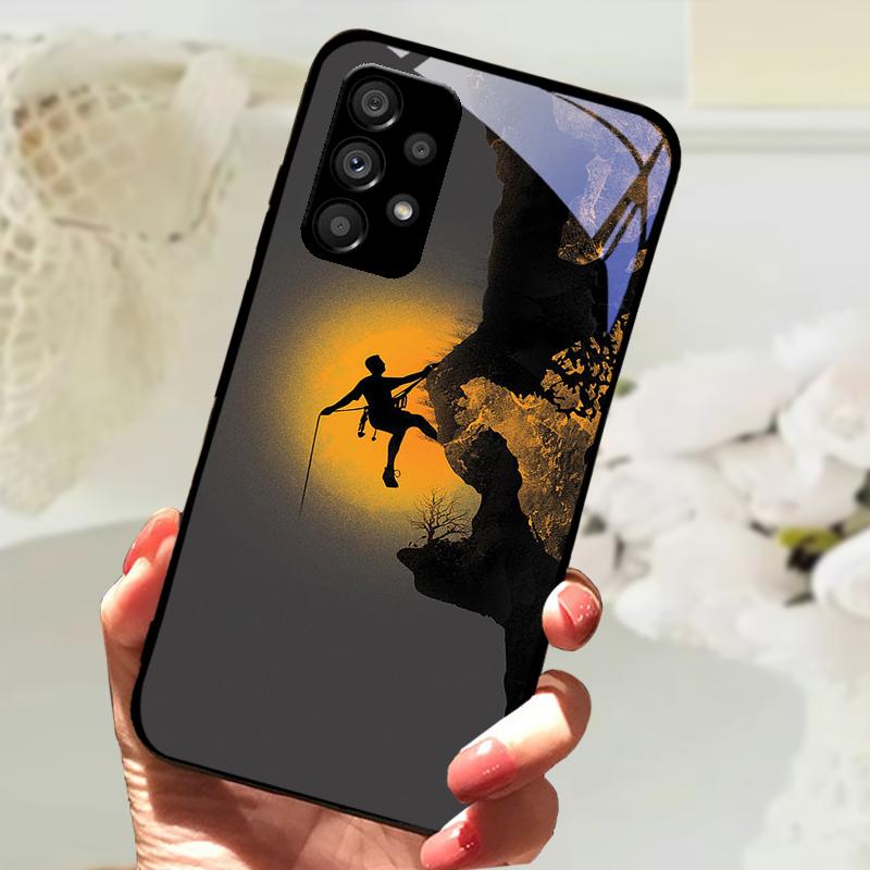Glass Case For Samsung A13 A23 4G 5G Cartoon Tempered Glass Phone Cover For Galaxy A33 A53 A73 5G Hard PC Glass Protector Cases