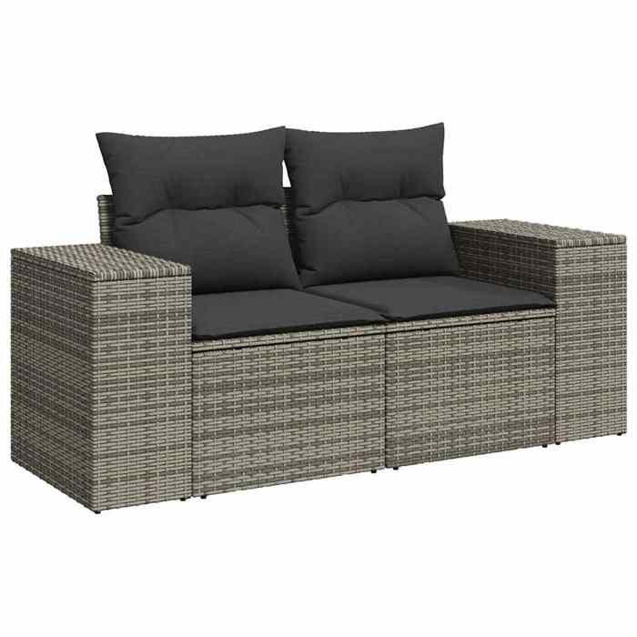 VidaXL Garden Lounge Set 6 Pcs with Grey Cushions Wicker 3326731