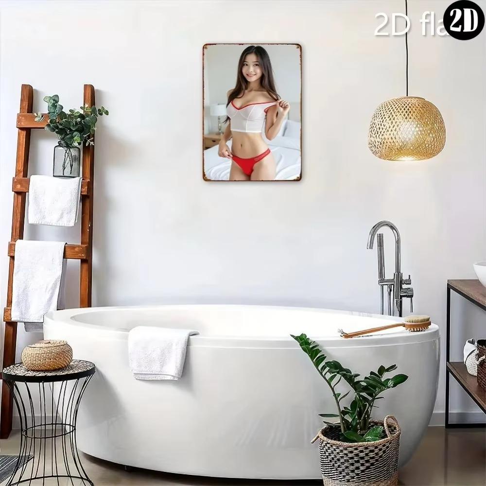 Arte da Parete in Alluminio 2D Figura Femminile Nuda Decorazione Metallica per Casa Soggiorno Camera da Letto