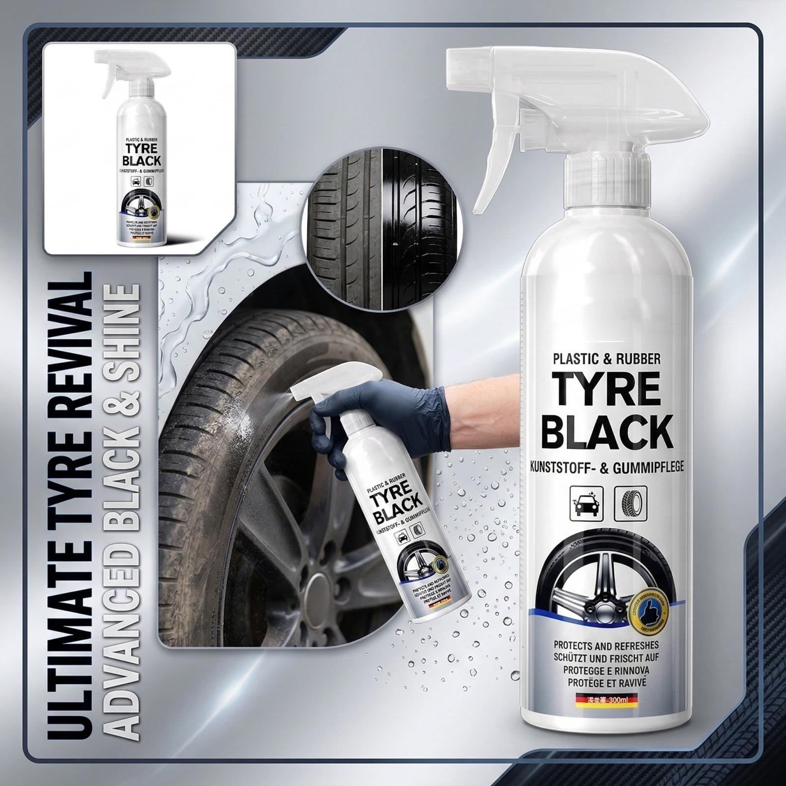 

300ml Tire Black Spray for Car Tires and Plastic Surfaces Rubber Protectant and Conditioner Prevents Aging and Restores Surface Appearance One Size
