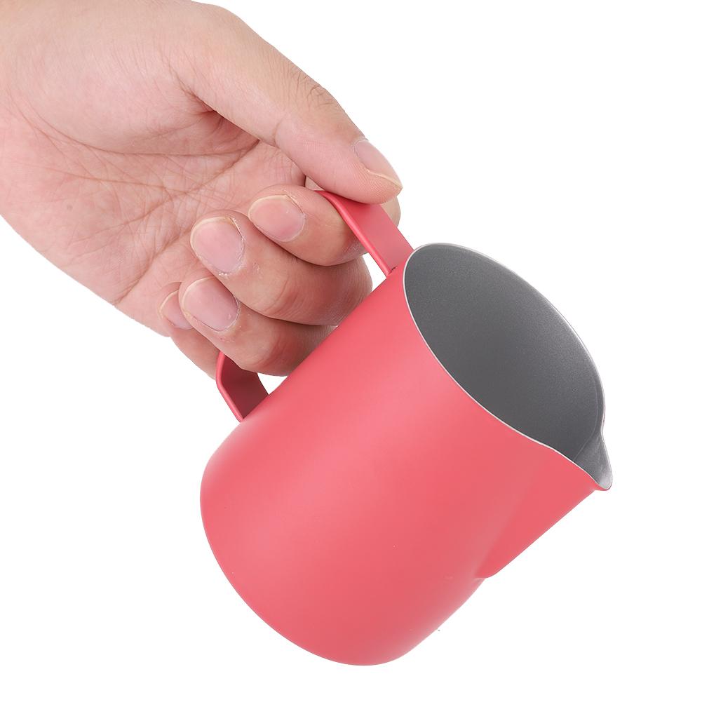 600ml Stainless Steel Milk Frothing Cup Jug Pitcher Latte Art for Home Coffee Shop UseRose Red