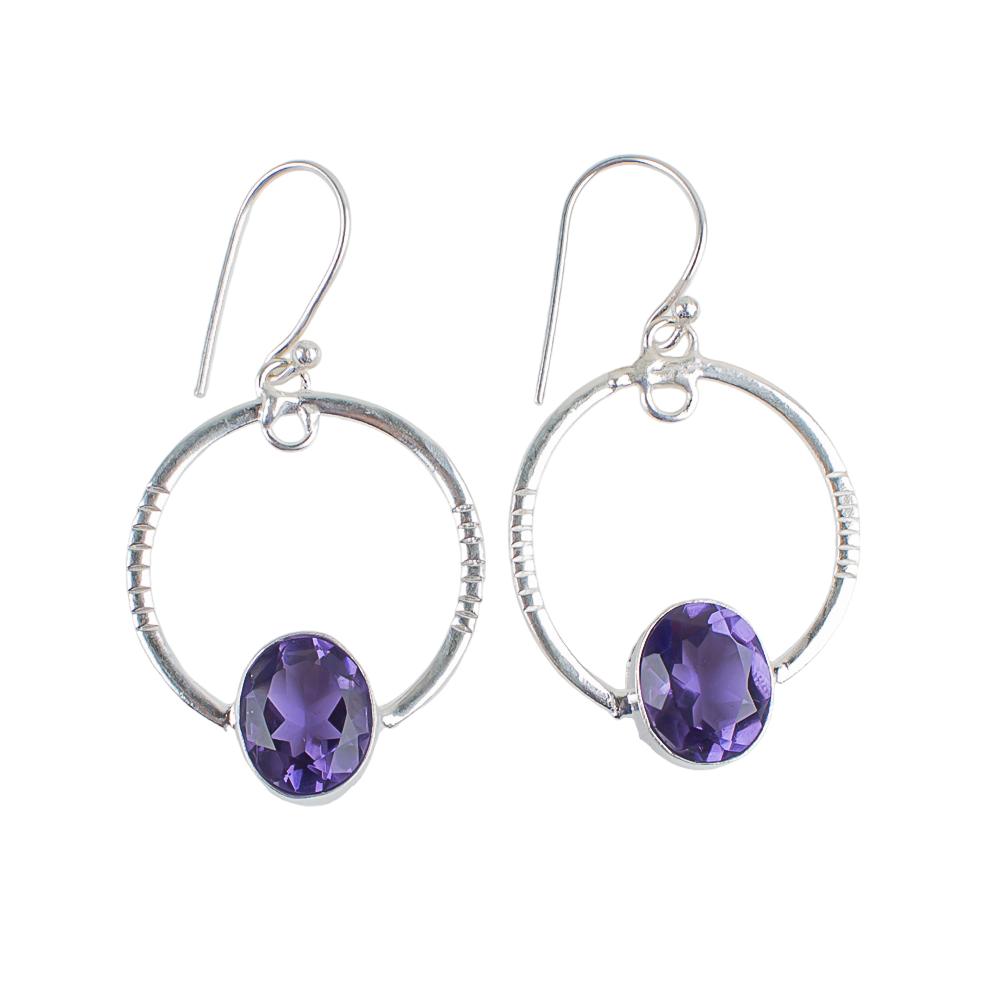Natural Iolite Gemstone 925 Sterling Silver Jewelry Handmade Boho Earrings 1.37" EE-67-5