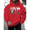 Men New personalized New York letter print casual sweatshirt fashionable drawstring hoodie