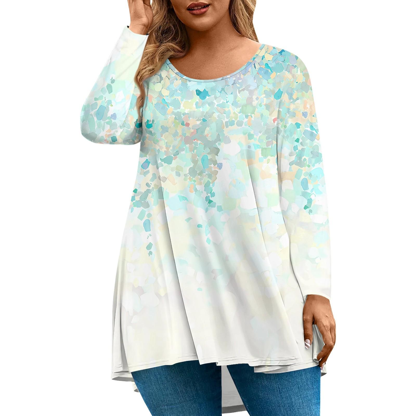 

Женская мода большого размера с круглым вырезом и длинным рукавом, повседневный свободный пуловер с принтом XXXL